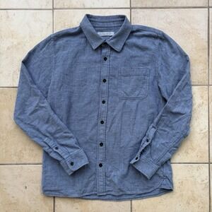 Outerknown Shirt Mens Medium Blue Organic Cotton Button Up Flannel Pocket Casual